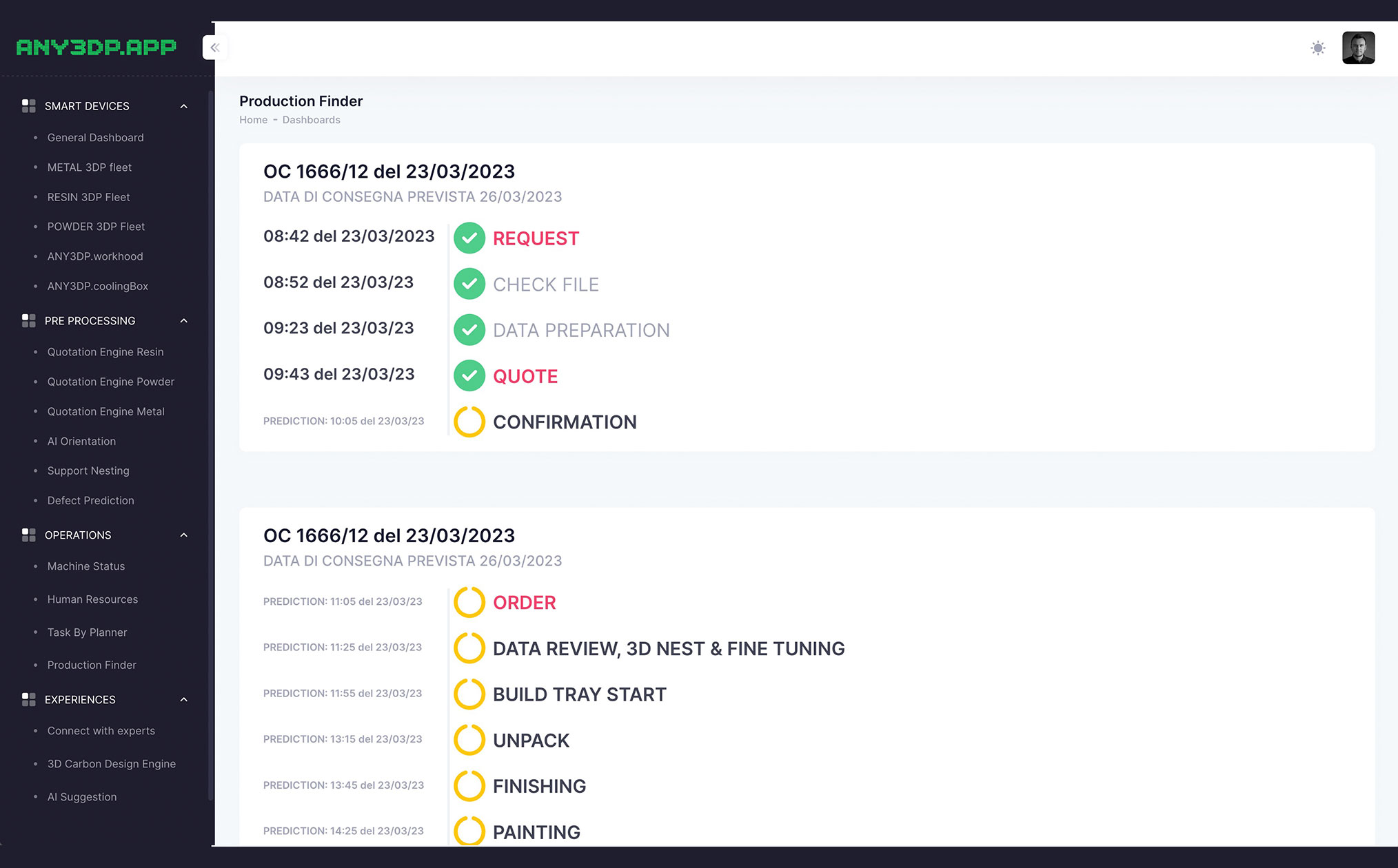 Production Finder ANY3DP